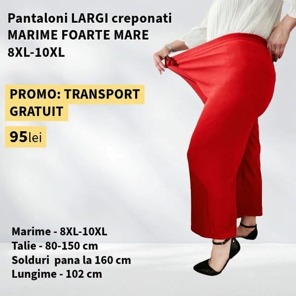 Pantaloni ROSU, LARGI creponati MARIME FOARTE MARE - 8-10XL