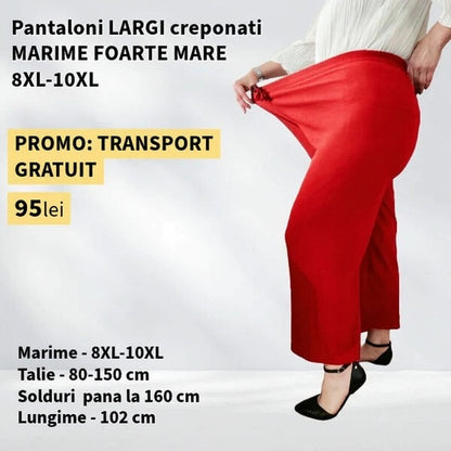 Pantaloni ROSU, LARGI creponati MARIME FOARTE MARE - 8-10XL