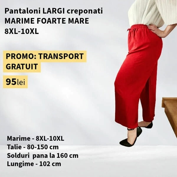 Pantaloni ROSU, LARGI creponati MARIME FOARTE MARE - 8-10XL