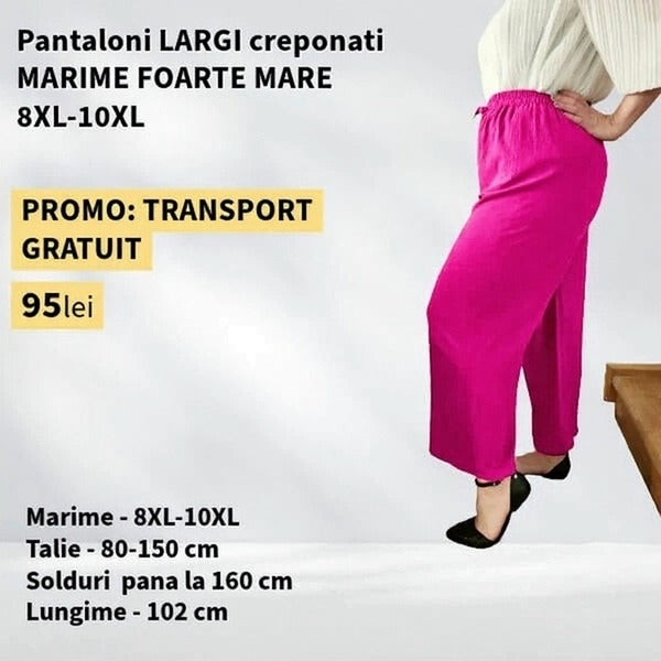 Pantaloni FUCSIA, LARGI creponati MARIME FOARTE MARE - 8-10XL