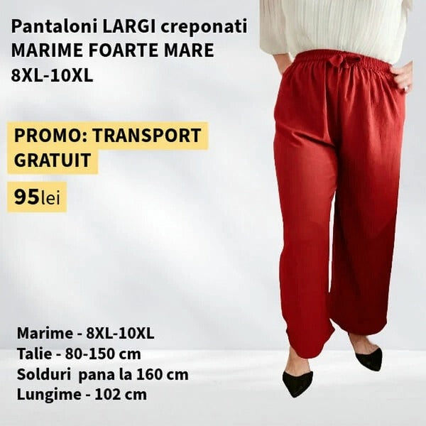 Pantaloni ROSU, LARGI creponati MARIME FOARTE MARE - 8-10XL