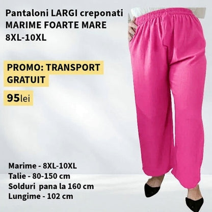 Pantaloni FUCSIA, LARGI creponati MARIME FOARTE MARE - 8-10XL