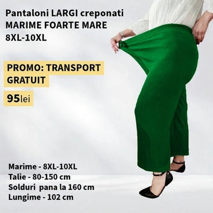 Pantaloni VERDE, LARGI creponati MARIME FOARTE MARE - 8-10XL