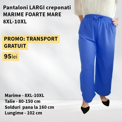 Pantaloni ALBASTRU, LARGI creponati MARIME FOARTE MARE - 8-10XL