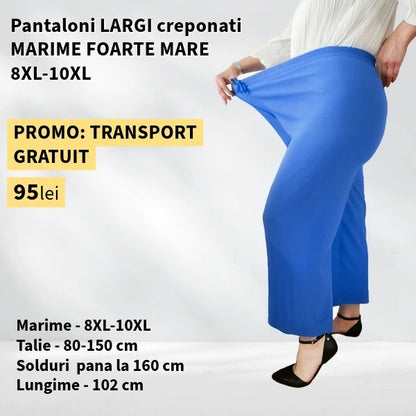 Pantaloni ALBASTRU, LARGI creponati MARIME FOARTE MARE - 8-10XL