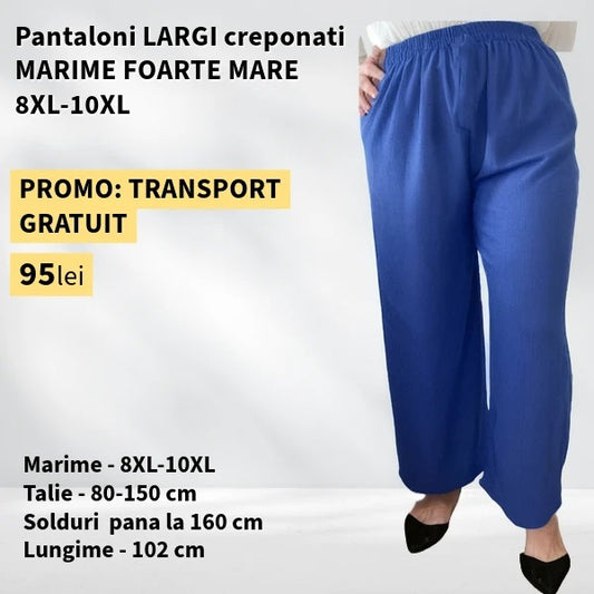 Pantaloni ALBASTRU, LARGI creponati MARIME FOARTE MARE - 8-10XL