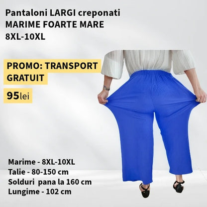Pantaloni ALBASTRU, LARGI creponati MARIME FOARTE MARE - 8-10XL