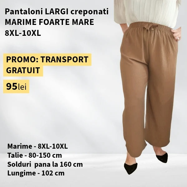 Pantaloni CAMEL, LARGI creponati MARIME FOARTE MARE - 8-10XL