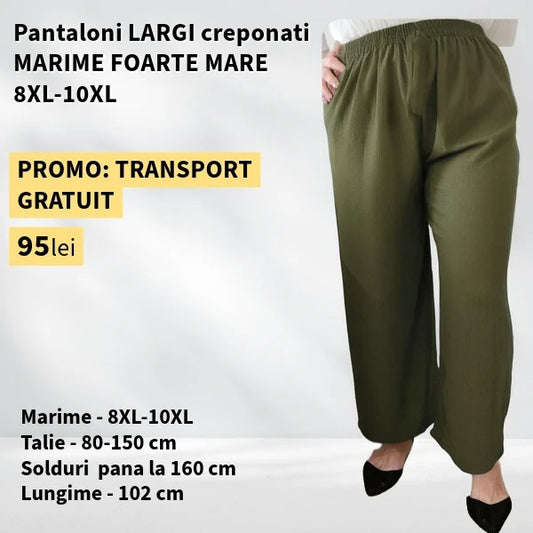 Pantaloni VERDE, LARGI creponati MARIME FOARTE MARE - 8-10XL