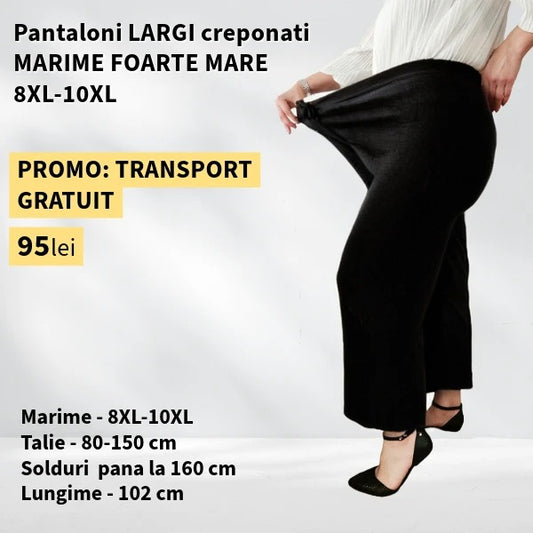 Pantaloni NEGRU, LARGI creponati MARIME FOARTE MARE - 8-10XL