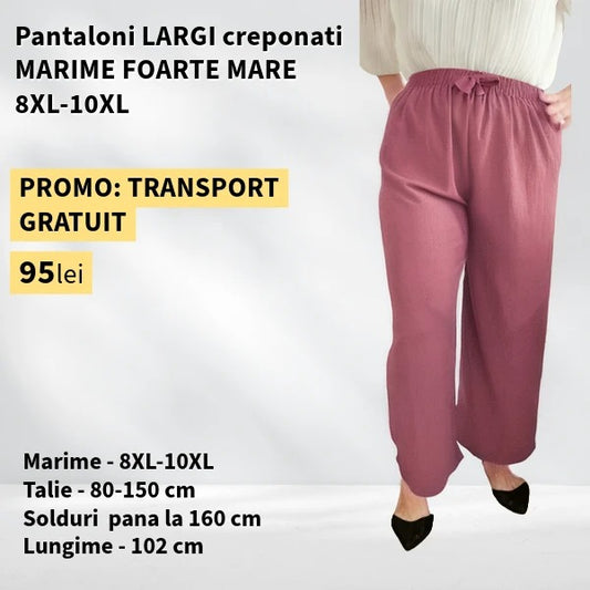 Pantaloni ROZ PAL, LARGI creponati MARIME FOARTE MARE - 8-10XL