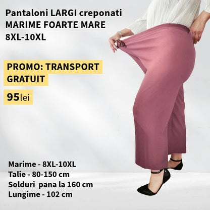 Pantaloni ROZ PAL, LARGI creponati MARIME FOARTE MARE - 8-10XL
