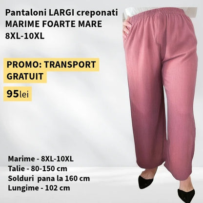 Pantaloni ROZ PAL, LARGI creponati MARIME FOARTE MARE - 8-10XL