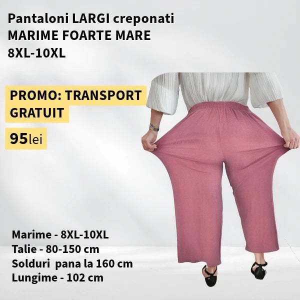 Pantaloni ROZ PAL, LARGI creponati MARIME FOARTE MARE - 8-10XL