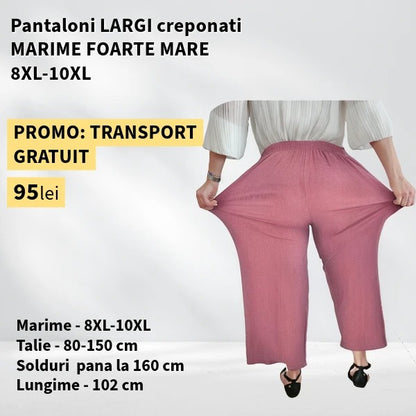 Pantaloni ROZ PAL, LARGI creponati MARIME FOARTE MARE - 8-10XL