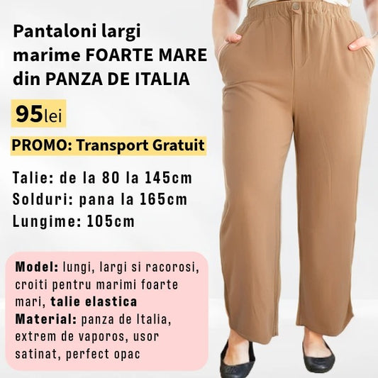 Pantaloni CAMEL, LARGI MARIME FOARTE MARE din Panza de Italia