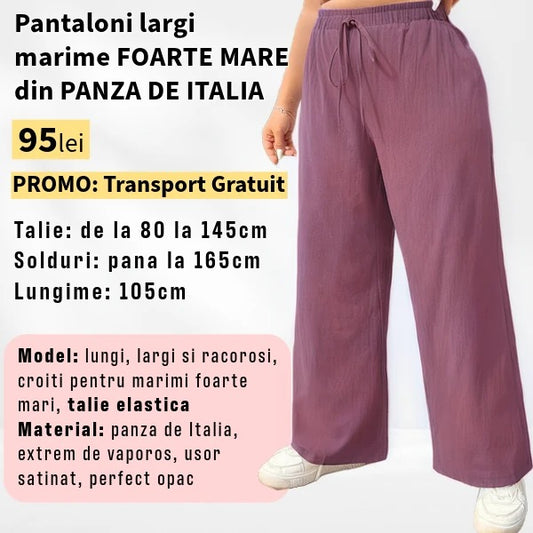 Pantaloni ROZ PRAFUIT, LARGI MARIME FOARTE MARE din Panza de Italia