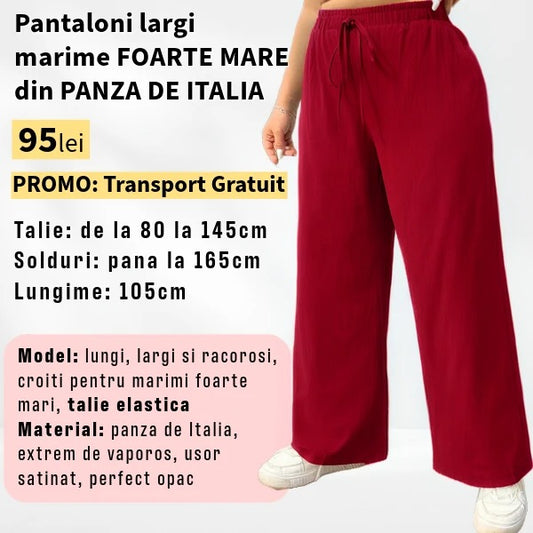 Pantaloni ROSU, LARGI MARIME FOARTE MARE din Panza de Italia