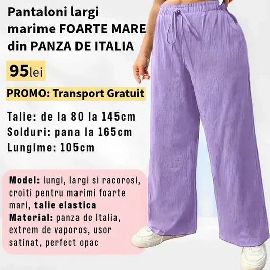 Pantaloni LILA, LARGI MARIME FOARTE MARE din Panza de Italia