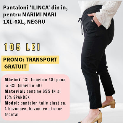 Pantaloni 'ILINCA' material IN si SPANDEX, pentru MARIMI MARI