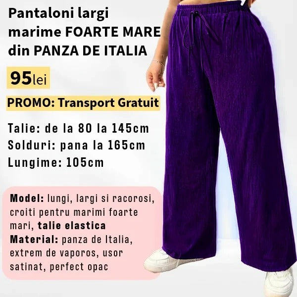 Pantaloni MOV, LARGI MARIME FOARTE MARE din Panza de Italia