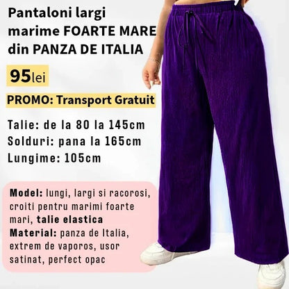 Pantaloni MOV, LARGI MARIME FOARTE MARE din Panza de Italia