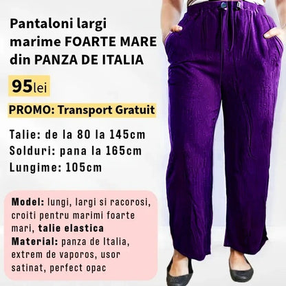 Pantaloni MOV, LARGI MARIME FOARTE MARE din Panza de Italia
