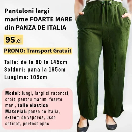 Pantaloni VERZI, LARGI MARIME FOARTE MARE din Panza de Italia