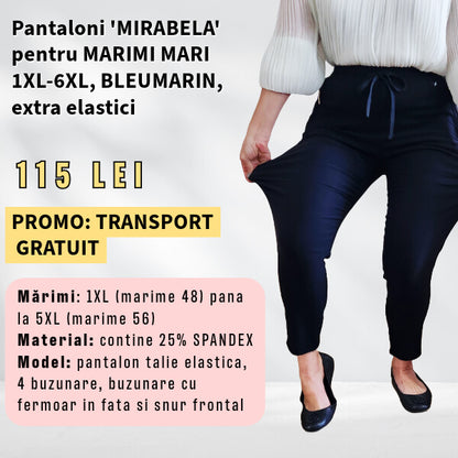 Pantaloni 'Mirabela' BLEUMARIN pentru MARIMI MARI, buzunar cu fermoar