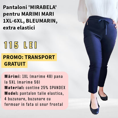 Pantaloni 'Mirabela' BLEUMARIN pentru MARIMI MARI, buzunar cu fermoar