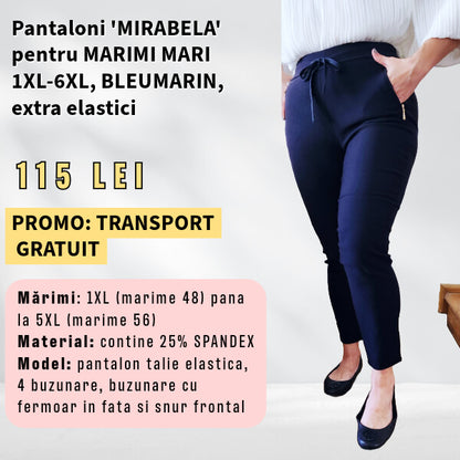 Pantaloni 'Mirabela' BLEUMARIN pentru MARIMI MARI, buzunar cu fermoar