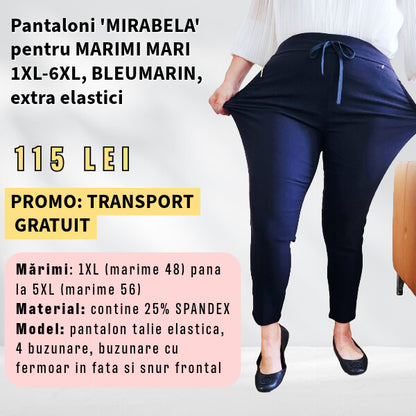 Pantaloni 'Mirabela' BLEUMARIN pentru MARIMI MARI, buzunar cu fermoar