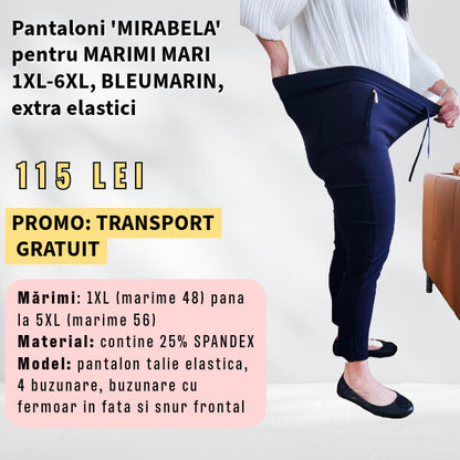 Pantaloni 'Mirabela' BLEUMARIN pentru MARIMI MARI, buzunar cu fermoar