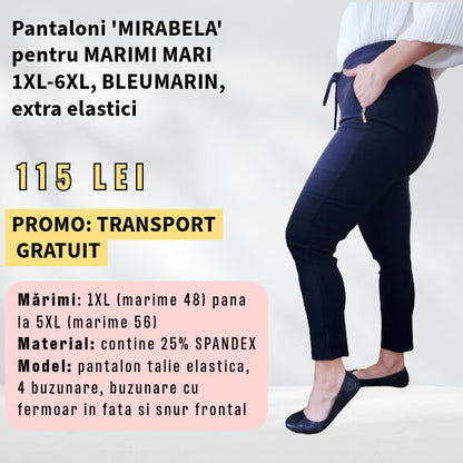 Pantaloni 'Mirabela' BLEUMARIN pentru MARIMI MARI, buzunar cu fermoar