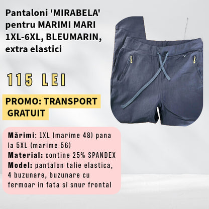 Pantaloni 'Mirabela' BLEUMARIN pentru MARIMI MARI, buzunar cu fermoar