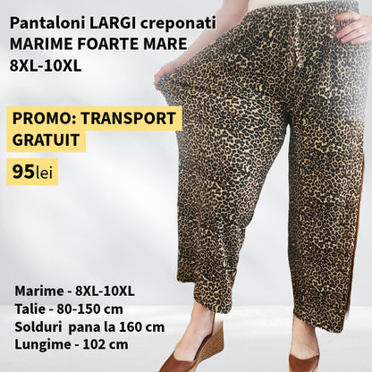 Pantaloni IMPRIMEU LEOPARD, LARGI creponati MARIME FOARTE MARE - 8-10XL