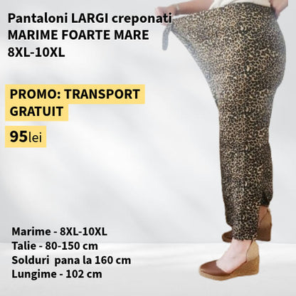 Pantaloni IMPRIMEU LEOPARD, LARGI creponati MARIME FOARTE MARE - 8-10XL