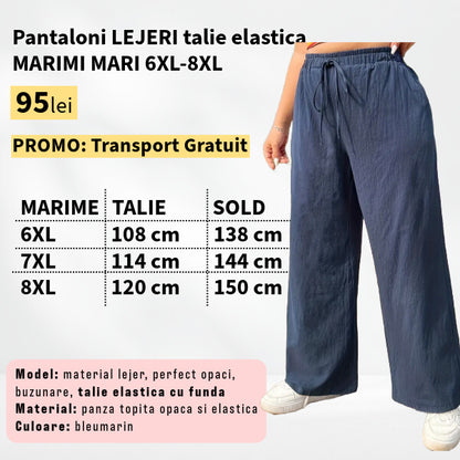 Pantaloni LEJERI talie elastica pentru marimi mari - 6XL-8XL