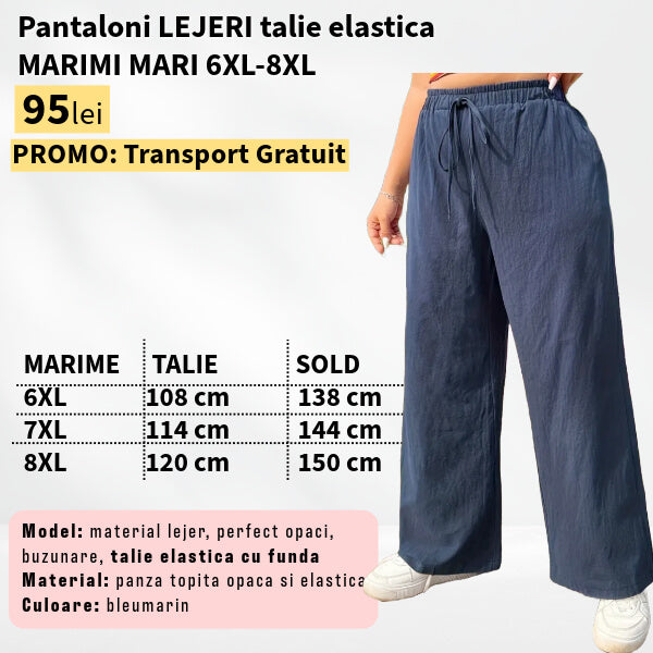 Pantaloni LEJERI talie elastica pentru marimi mari - 6XL-8XL