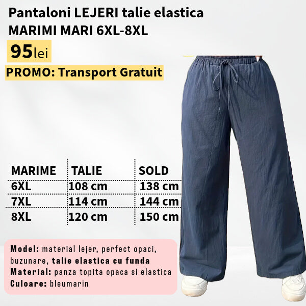 Pantaloni LEJERI talie elastica pentru marimi mari - 6XL-8XL