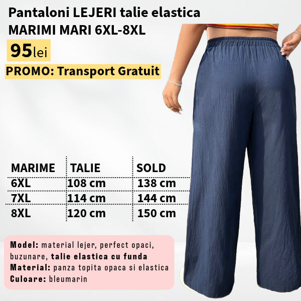 Pantaloni LEJERI talie elastica pentru marimi mari - 6XL-8XL