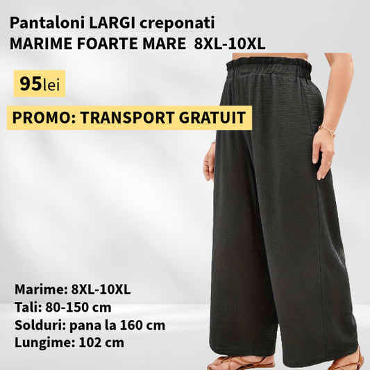 Pantaloni LARGI creponati negru MARIME FOARTE MARE - 8-10XL