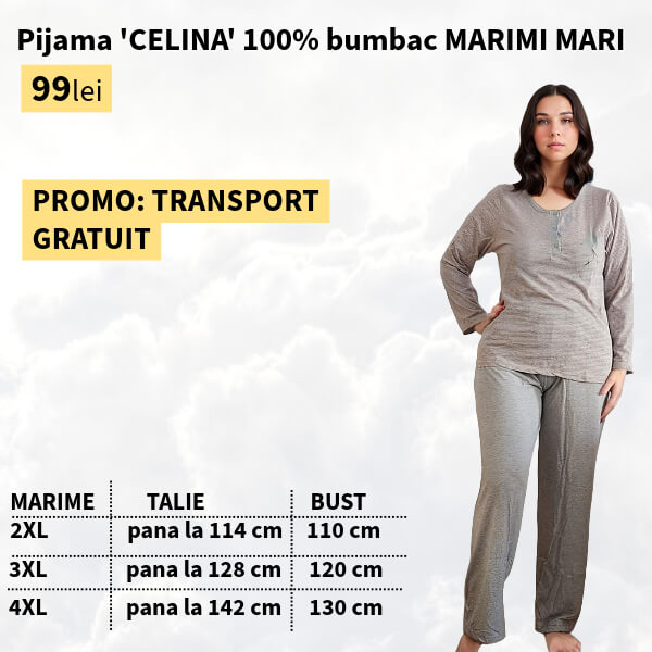 Pijamale CELINA 100% bumbac pentru marimi mari - 2XL-4XL