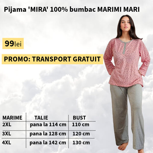 Pijamale MIRA 100% bumbac pentru marimi mari - 2XL-4XL