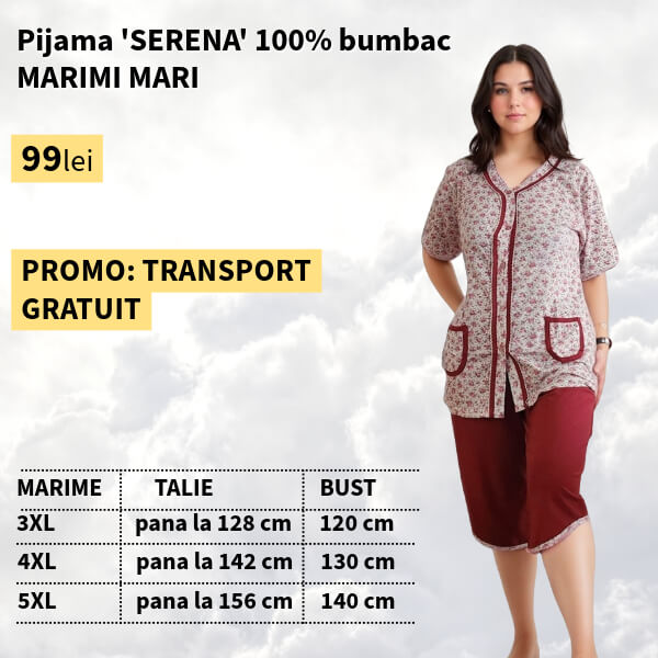 Pijamale SERENA 100% bumbac pentru marimi mari - 3XL-5XL