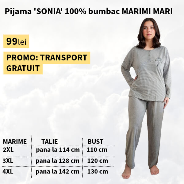 Pijamale SONIA 100% bumbac pentru marimi mari - 2XL-4XL