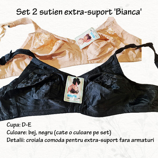 Set 2 sutiene extra-suport 'Bianca' - marimi 80-105 D-E