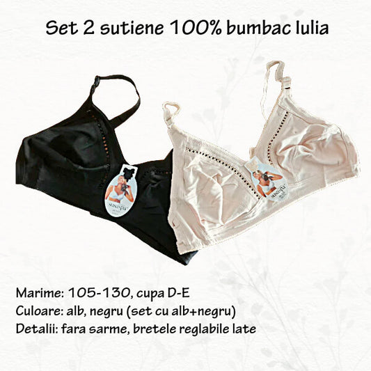 Set 2 sutiene bumbac 'IULIA' - marimi 105 D-E