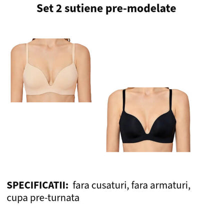 Set 2 sutiene 'Mariana' pre-modelate fara armaturi - marimi 85-100 C-E