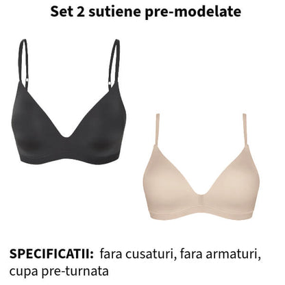 Set 2 sutiene 'Mariana' pre-modelate fara armaturi - marimi 85-100 C-E